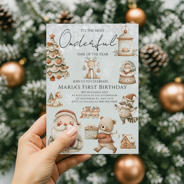 Winter Onederland Christmas Houses Birthday Invitation (Creator Uploaded)