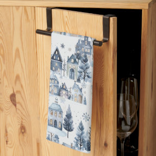 Winter Onederland Christmas Houses Birthday Tea Towel