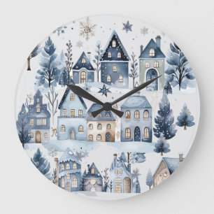 Winter Onederland Christmas Houses Large Clock