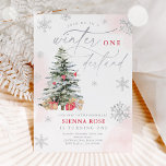 Winter Onederland Christmas Red & Silver Birthday Invitation<br><div class="desc">Winter Onederland Christmas Red & Silver Birthday Invitation</div>