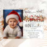 Winter Onederland Christmas Santa Elf 1st Birthday Invitation<br><div class="desc">Celebrate your little one's first birthday with this charming Winter Wonderland photo invitation! Featuring adorable Santa Claus, Mrs. Claus, playful elves, reindeer and a cheerful snowman, this festive design captures the magic of a white Christmas. Snowflakes dance across a silver and dusty blue colour palette, creating a cosy, frosty theme...</div>