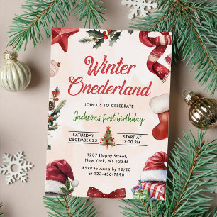 Winter ONEderland Christmas Winter First Birthday Invitation