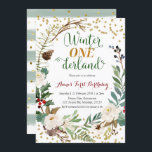 Winter Onederland Christmas Wreath Birthday Invitation<br><div class="desc">Winter Onederland Christmas Wreath Birthday Invitation. Very modern and elegant for your party.</div>
