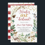 Winter Onederland Christmas Wreath Birthday Invitation<br><div class="desc">Winter Onederland Christmas Wreath Birthday Invitation. Very modern and elegant for your party.</div>