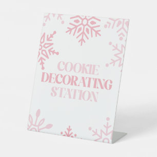 Winter Onederland Cookie Decorating Pink Pedestal Sign