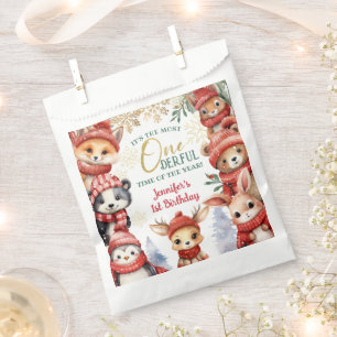 Winter Onederland Cute Winter Animals 1st Birthday Favour Bags
