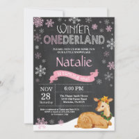 Winter Onederland Deer 1st Birthday Invitation