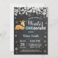 Winter Onederland Deer Boy 1st Birthday Invitation