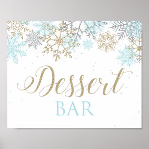 Winter Onederland Dessert Bar Sign Blue Snowflakes