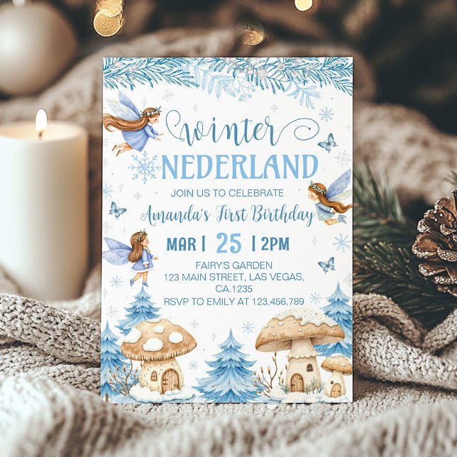 Winter Onederland Fairy 1st Birthday Invitation (Creator Uploaded)