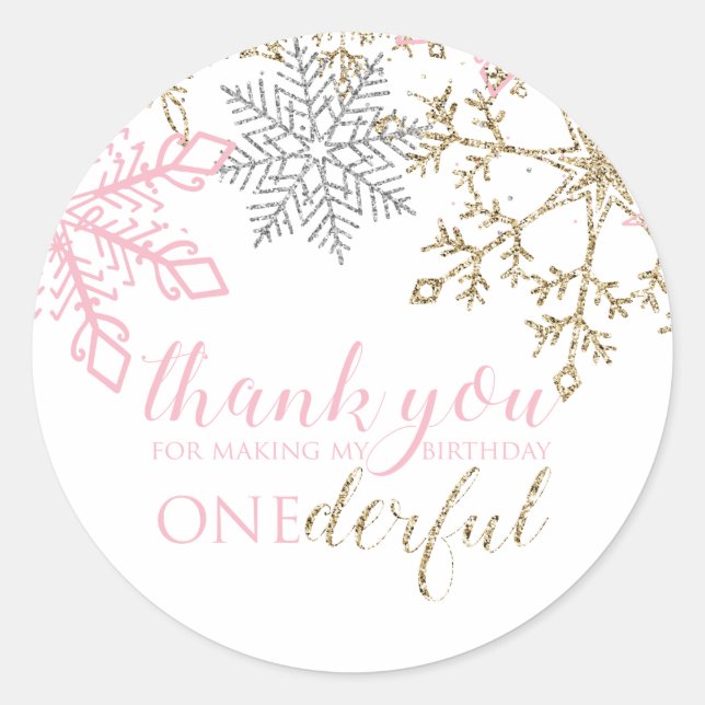 Winter Onederland Favour Thank you Sticker (Front)