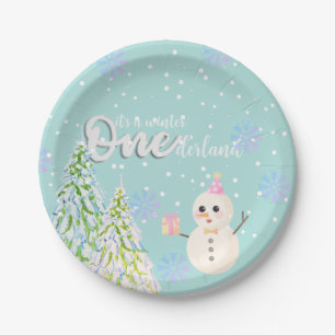 Winter Onederland firsr birthday Paper Plate