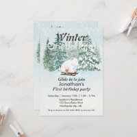 Winter Onederland First Birthday Bear on Sleigh