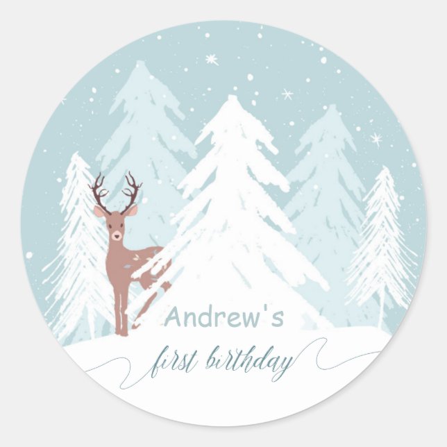 Winter Onederland First Birthday Custom Sticker (Front)