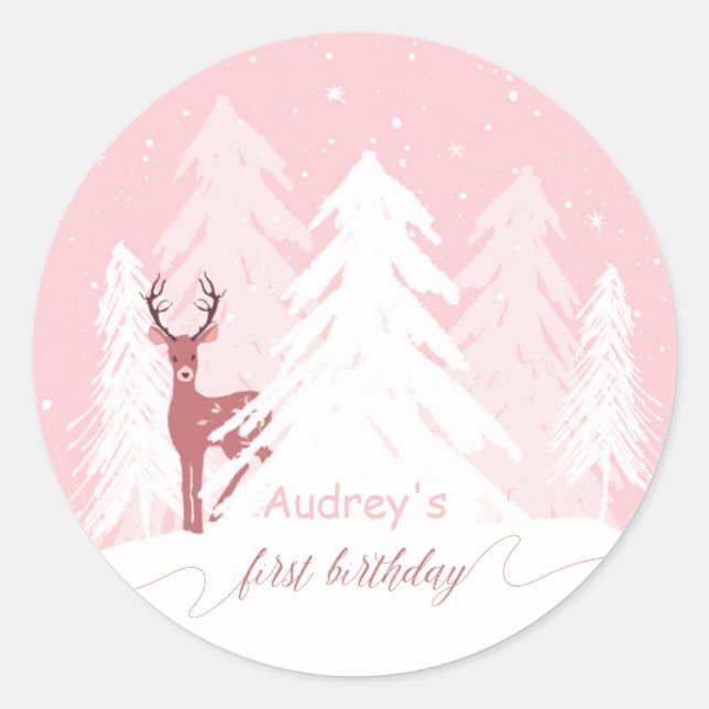 Winter Onederland First Birthday Custom Sticker (Front)