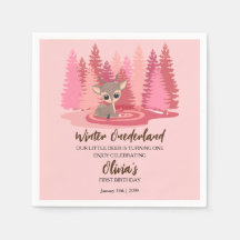 Winter Onederland First Birthday Deer Pink Forest