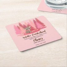 Winter Onederland First Birthday Deer Pink Forest