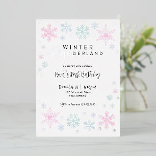 Winter ONEderland First Birthday Foil Invitation