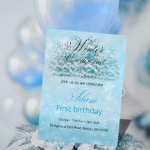 Winter Onederland First Birthday Invitation 