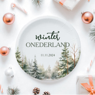Winter Onederland First Birthday Paper Plate