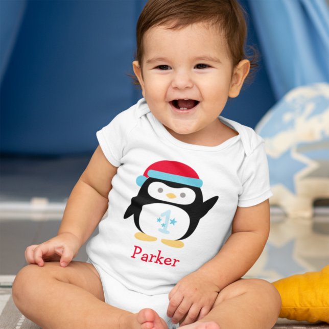 Winter ONEderland First Birthday Penguin Baby Boy Baby Bodysuit (Creator Uploaded)
