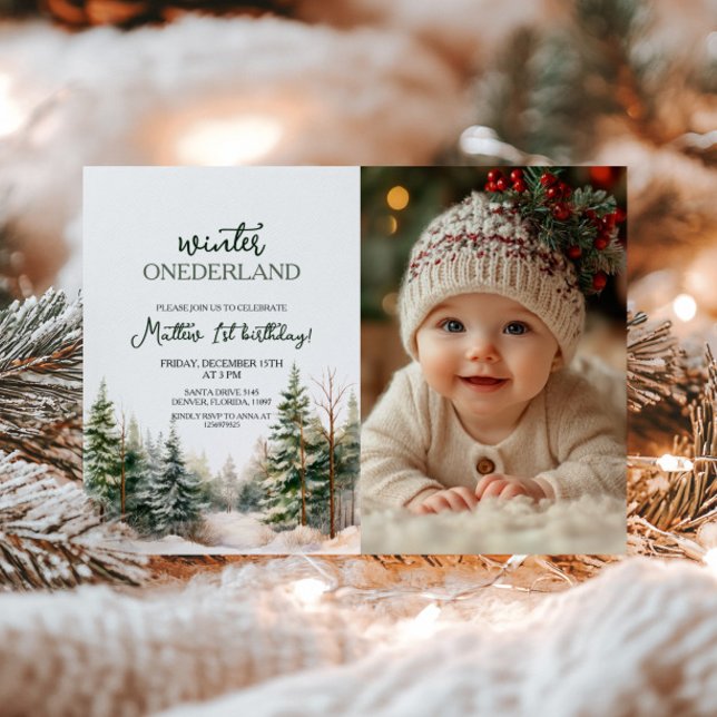 Winter Onederland First Birthday Photo Invitation (Creator Uploaded)