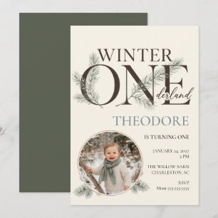 Winter ONEderland First Birthday Photo Invitations