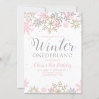 Winter Onederland First Birthday pink snowflake