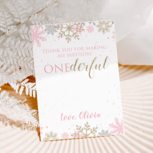 Winter ONEderland first birthday thank you card