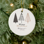 Winter Onederland First Christmas Boho Minimalist Ceramic Tree Decoration<br><div class="desc">Boho Bliss in Every Branch: Embrace the serene vibes of our Winter Onederland ornament, adorned with three stylish, minimalistic trees. The soft boho colours create a soothing atmosphere, making it an ideal choice for your child's first Christmas. It's a celebration of simplicity and elegance, just waiting for your personal touch....</div>