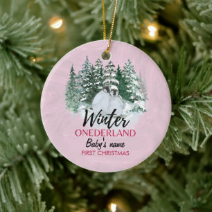 Winter Onederland First Christmas snowy penguin   Ceramic Tree Decoration