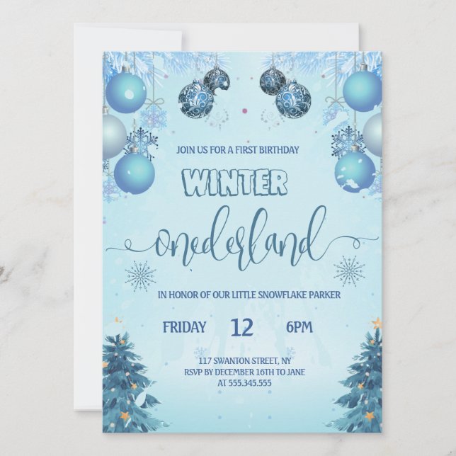 Winter onederland for Boy first birthday Invitation (Front)