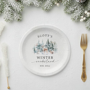 Winter ONEderland Forest Animals 1st Birthday Paper Plate