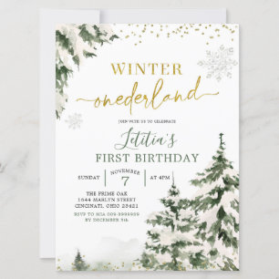 Winter Onederland Forest First Birthday Invitation