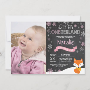 Winter Onederland Fox 1st Birthday Invitation