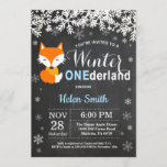 Winter Onederland Fox Boy 1st Birthday Invitation<br><div class="desc">Winter Onederland Fox Boy 1st Birthday Invitation. White Snowflake. Boy Birthday Party Invitation. Winter Holiday Bday. Chalkboard Background. Black and White. For further customisation,  please click the "Customise it" button and use our design tool to modify this template.</div>