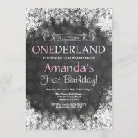 Winter Onederland Girl 1st Birthday Invitation