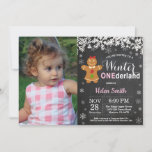 Winter Onederland Girl 1st Birthday Invitation<br><div class="desc">Winter Onederland Girl 1st Birthday Invitation with custom photo. White Snowflake. Girl Birthday Party Invitation. Winter Holiday Bday. Chalkboard Background. Black and White. For further customisation,  please click the "Customise it" button and use our design tool to modify this template.</div>