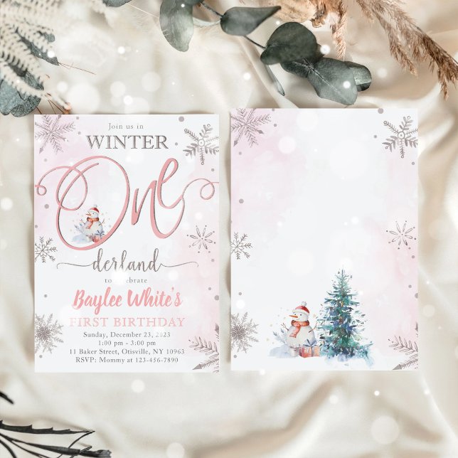 Winter ONEderland Girl 1st Birthday Invitation (Creator Uploaded)