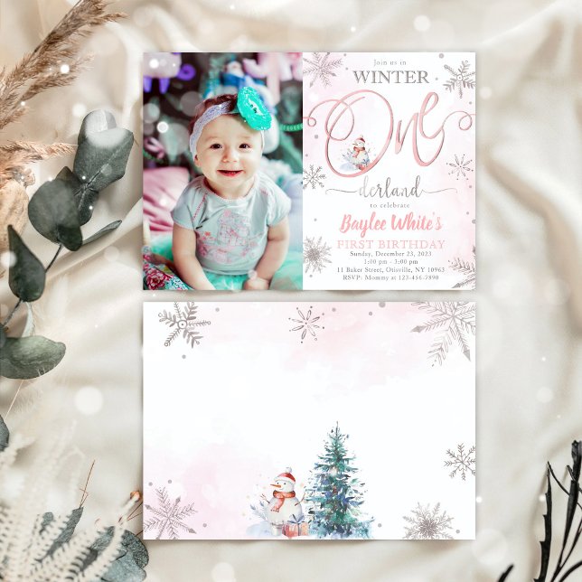 Winter ONEderland Girl 1st Birthday Invitation (Creator Uploaded)