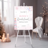 Winter Onederland Girl Birthday Welcome Sign
