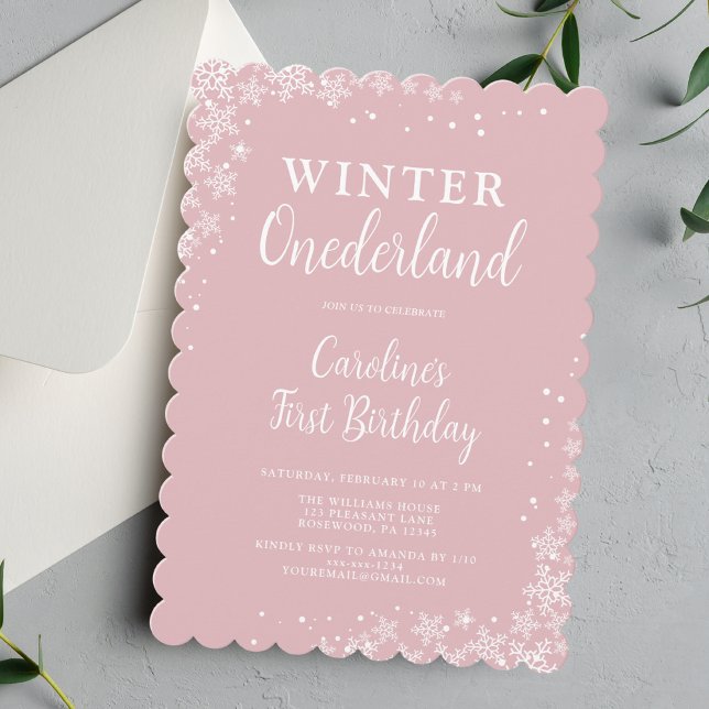 Winter Onederland Girl First Birthday Invitation (Creator Uploaded)