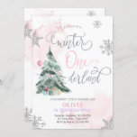Winter Onederland Girl Pink Winter 1st Birthday Invitation<br><div class="desc">Winter Birthday themed invitation for your perfect celebration. All details are HAND-DRAWN so you can be sure this design is one-of-a-kind.</div>