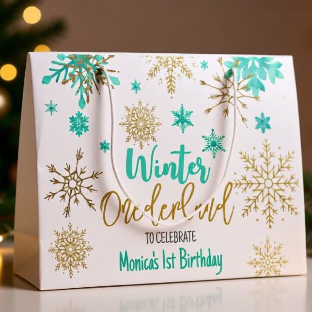 Winter onederland glitter christmas birthday large gift bag (Creator Uploaded)