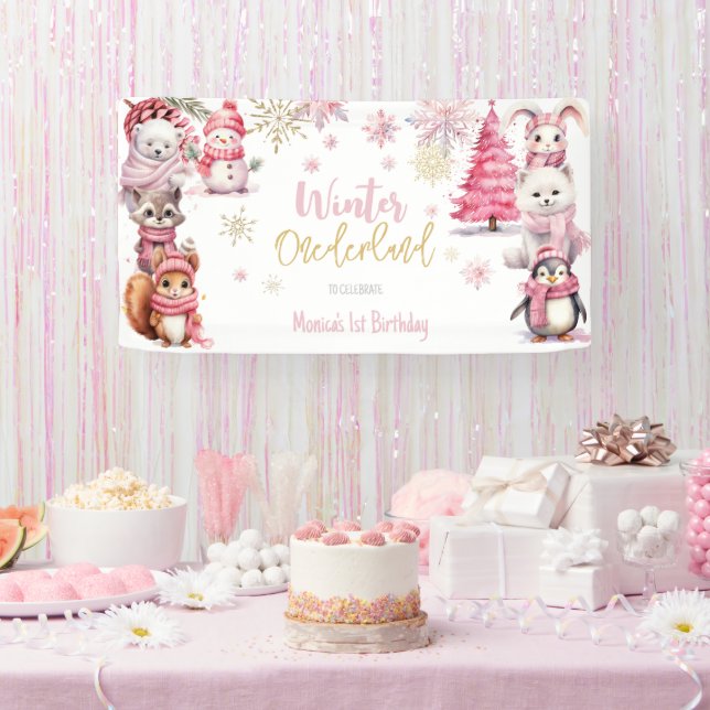Winter onederland glitter snowflakes birthday banner (Party)