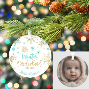 Winter onederland glitter snowflakes birthday ornament