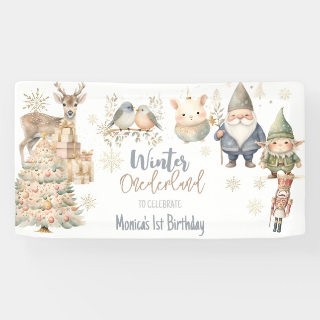 Winter onederland glitter wonderful birthday banner (Horizontal)