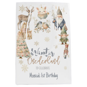 Winter onederland glitter wonderful birthday medium gift bag