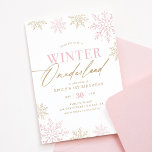 Winter Onederland Gold Pink Glitter 1st Birthday Invitation<br><div class="desc">Invite friends and family to your little one's birthday party with this 'Winter Onederland' themed invitation,  featuring pink and gold snowflakes.</div>