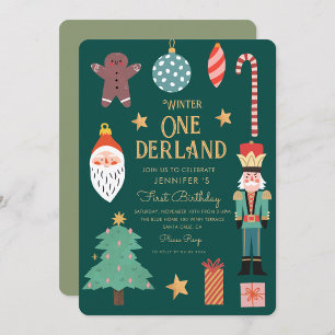Winter Onederland Holiday First Birthday Invitation